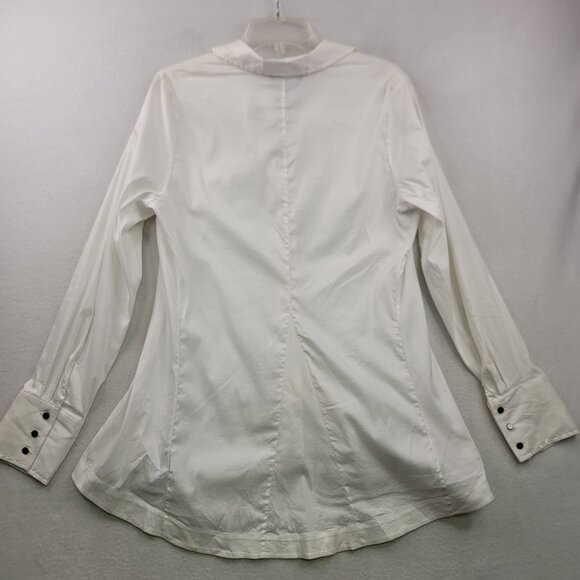 Renuar White Button-Up Shirt Size 12 Womens Sleek Cotton Nylon New - Picture 2 of 11